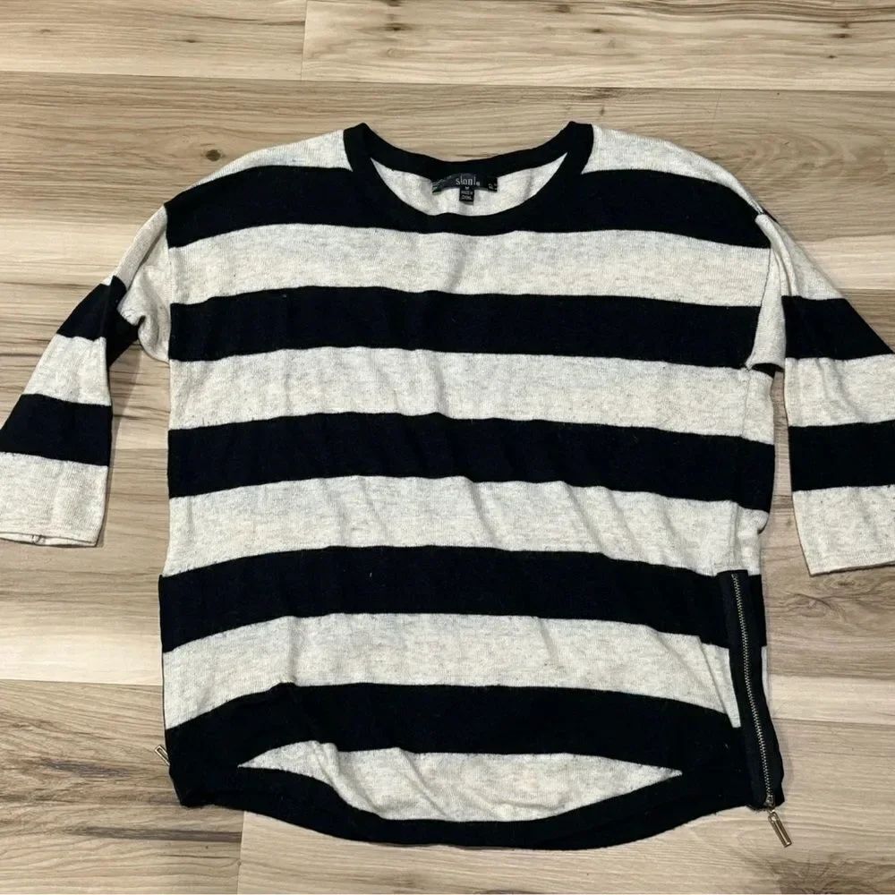 Sioni Angora Cashmere Blend Striped Shirt Women’s Medium